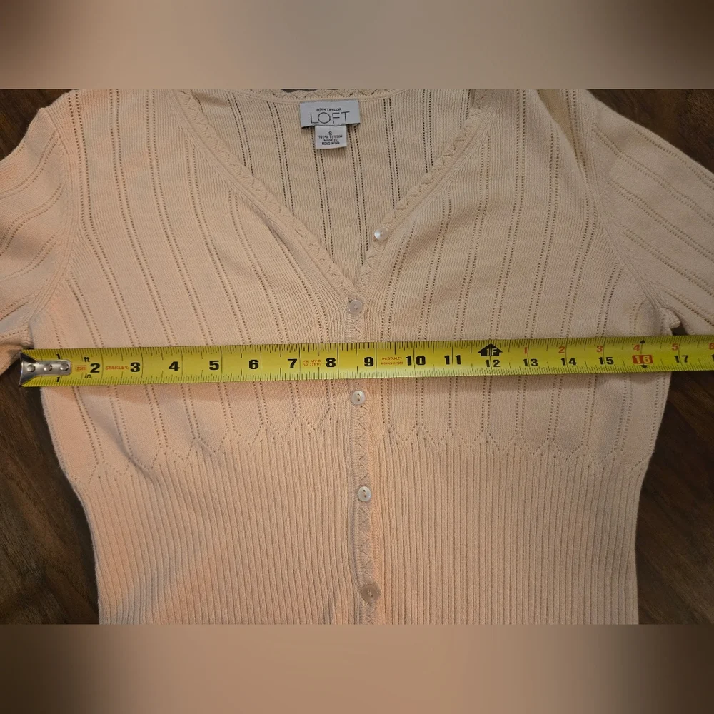 Ann Taylor Loft Small Cream Cotton Knit Cardigan - Picture 8 of 8